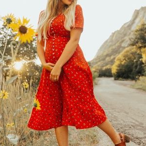 Allie Floral Dress in Red